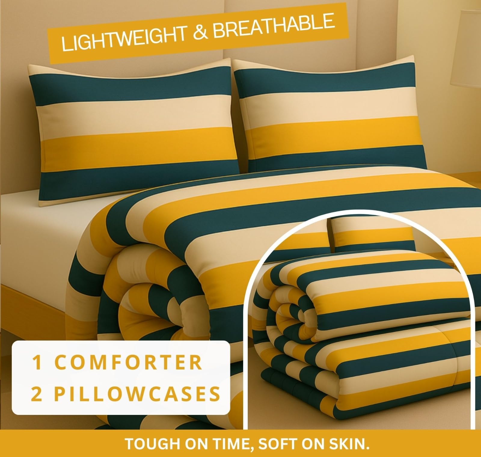 Mustard Yellow Microfiber Comforter Set - All-Season Bedding -2 Mustard Yellow Microfiber Comforter Set - All-Season Bedding -2