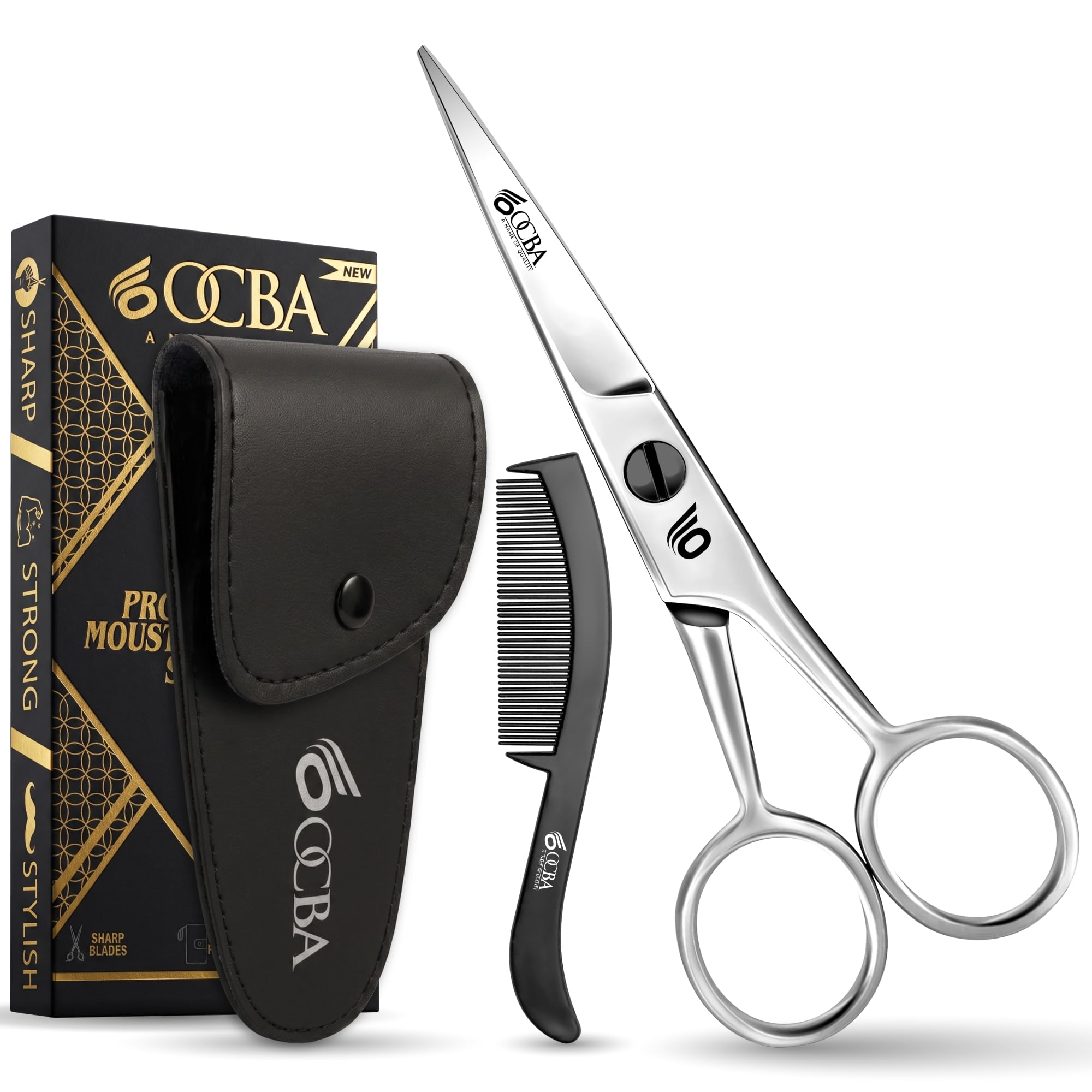 Beard Scissor Professional Moustache Scissors Ear and Nose Hair Trimming Scissors Stainless Steel, Safety Use for Eyebrows-image-28