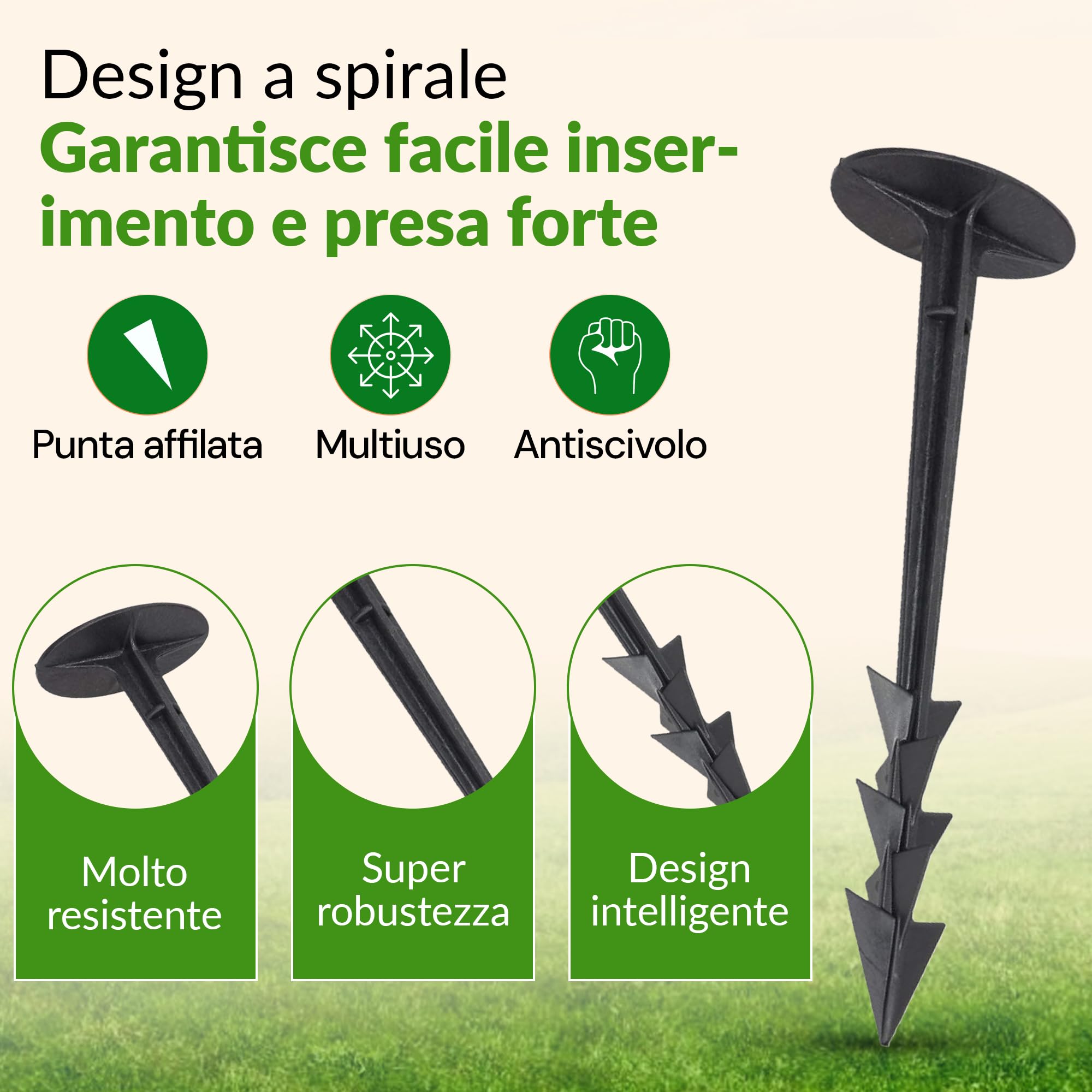 GARDENIX 40 pezzi TerraPEG XL, ancoraggio da per giardino per tessuto, estremamente stabile ancoraggio per fissaggio sicuro in terreni sabbiosi e duri