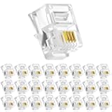 Alrhso RJ11 Connectors 25 Pack Telephone Modular 6P4C Plug, RJ11 6P4C Female to Female Crimp End Cord Connector for Landline Phone and Fax