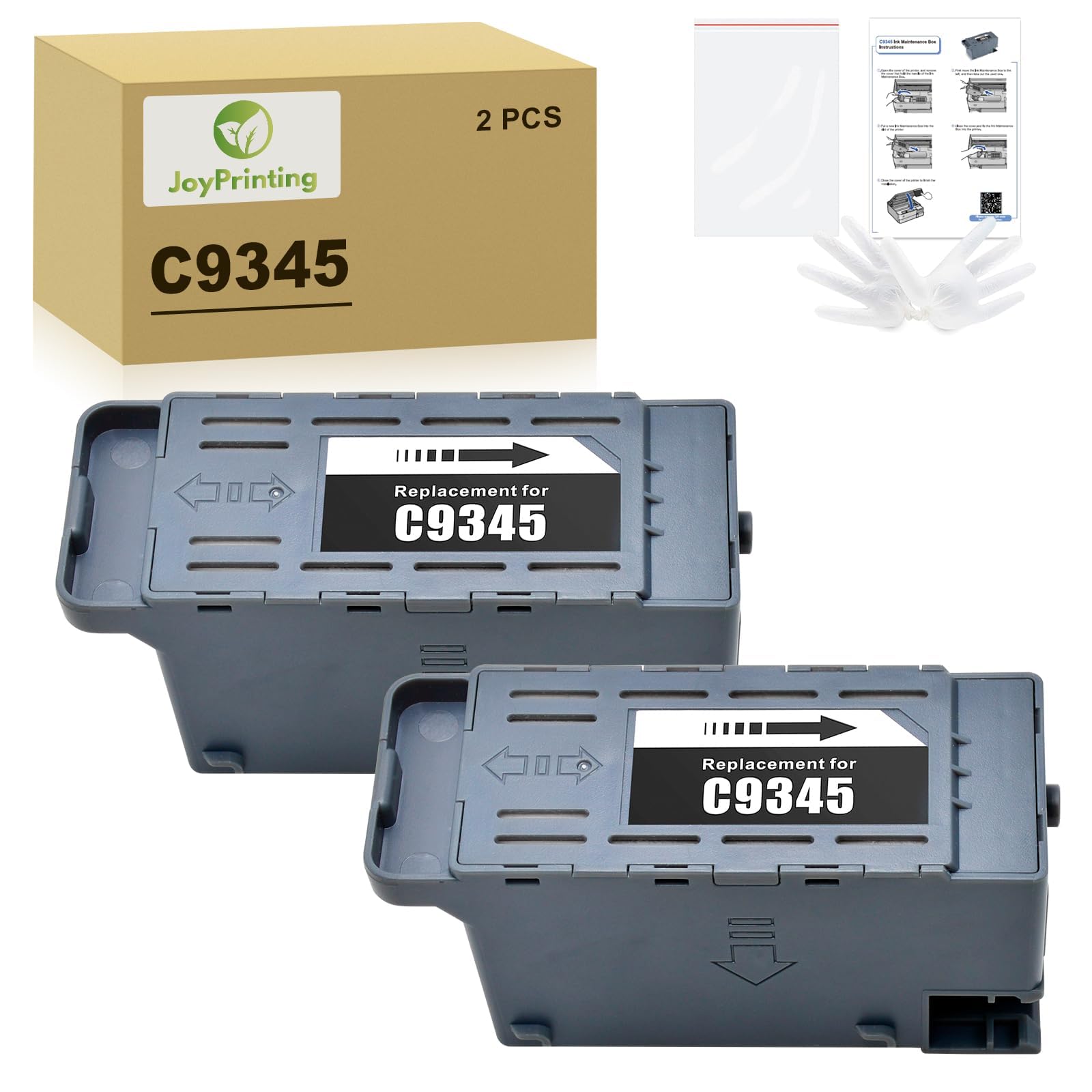 JoyPrinting C9345 Ink Maintenance Box Replacement for EPSON C9345 C12C934591 Work with ET-5880 ET-5850 ET-5800 ET-16600 ET-16650 ET-16150 ET-M16600 WF-7840 Printers (With Chip, 2 Pack)
