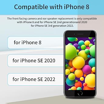 Front Facing Camera Replacement for iPhone 8 7MP for iPhone SE 2020 / SE 2022 Repair Earpiece Flex Cable Fix Ear Speaker Module with Ambient Light Sensor Proximity Sensor Connector A1863 A1905 A1906