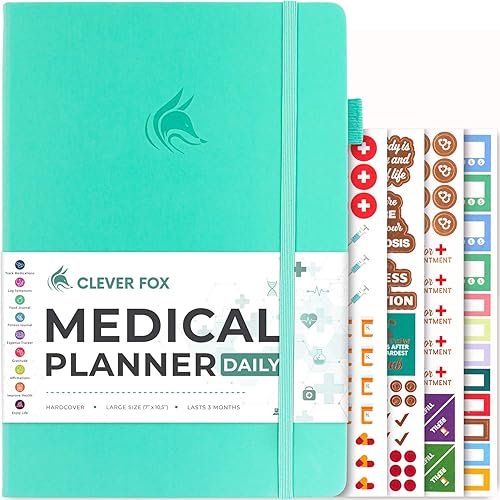 Clever Fox Agenda médica diaria  Cuaderno médico, diario de salud, diario de bienestar y libro de registro para rastrear la salud, diario médico de