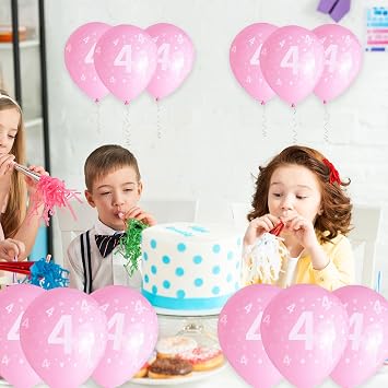 11 Pcs Pink Latex Balloons for 3rd Birthday Party - 12 Number 3 Decorations for Girl Baby Shower, Wedding, Princess Anniversary Celebration