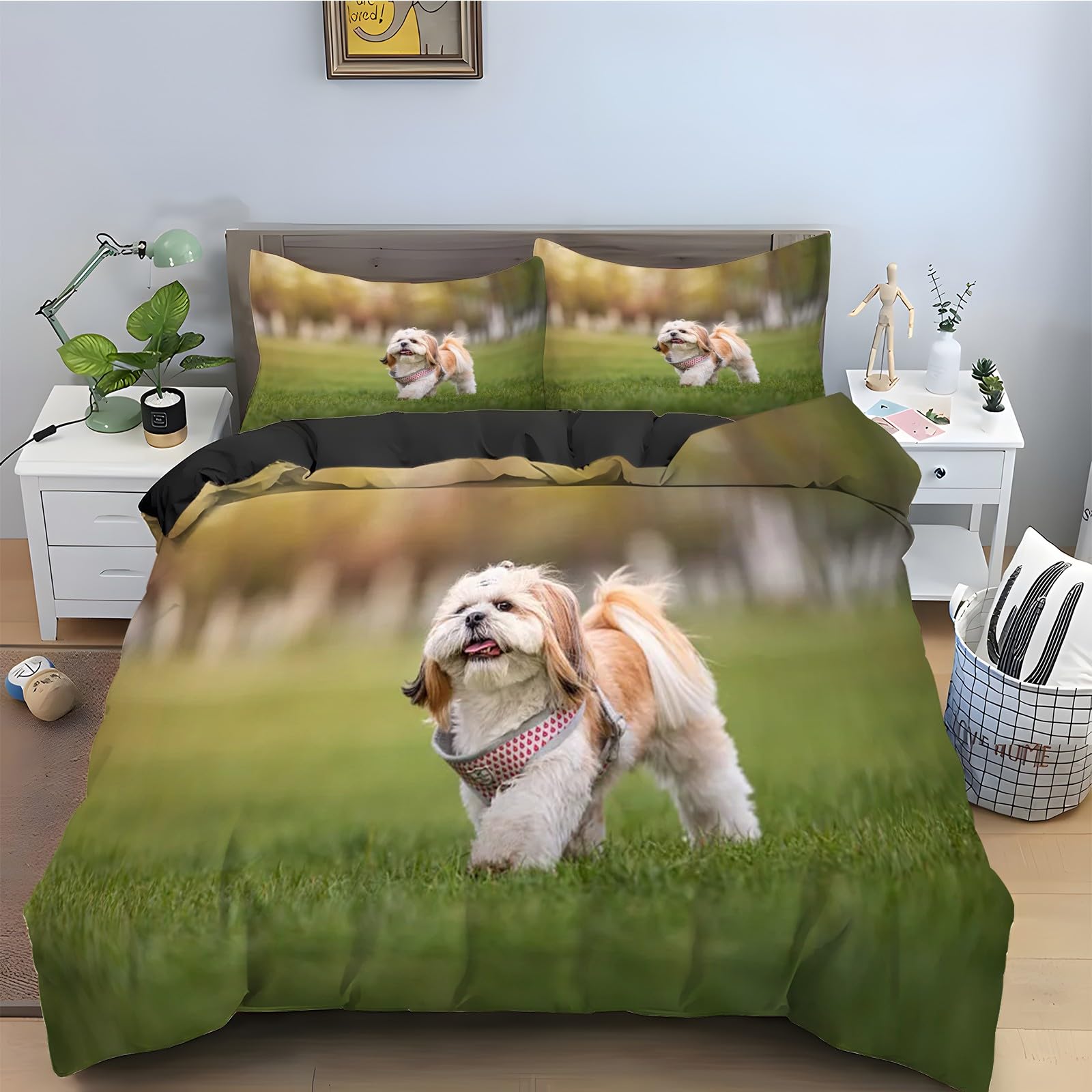 Housse couette en microfibre douce 240x260 cm motif chiot haute netteté