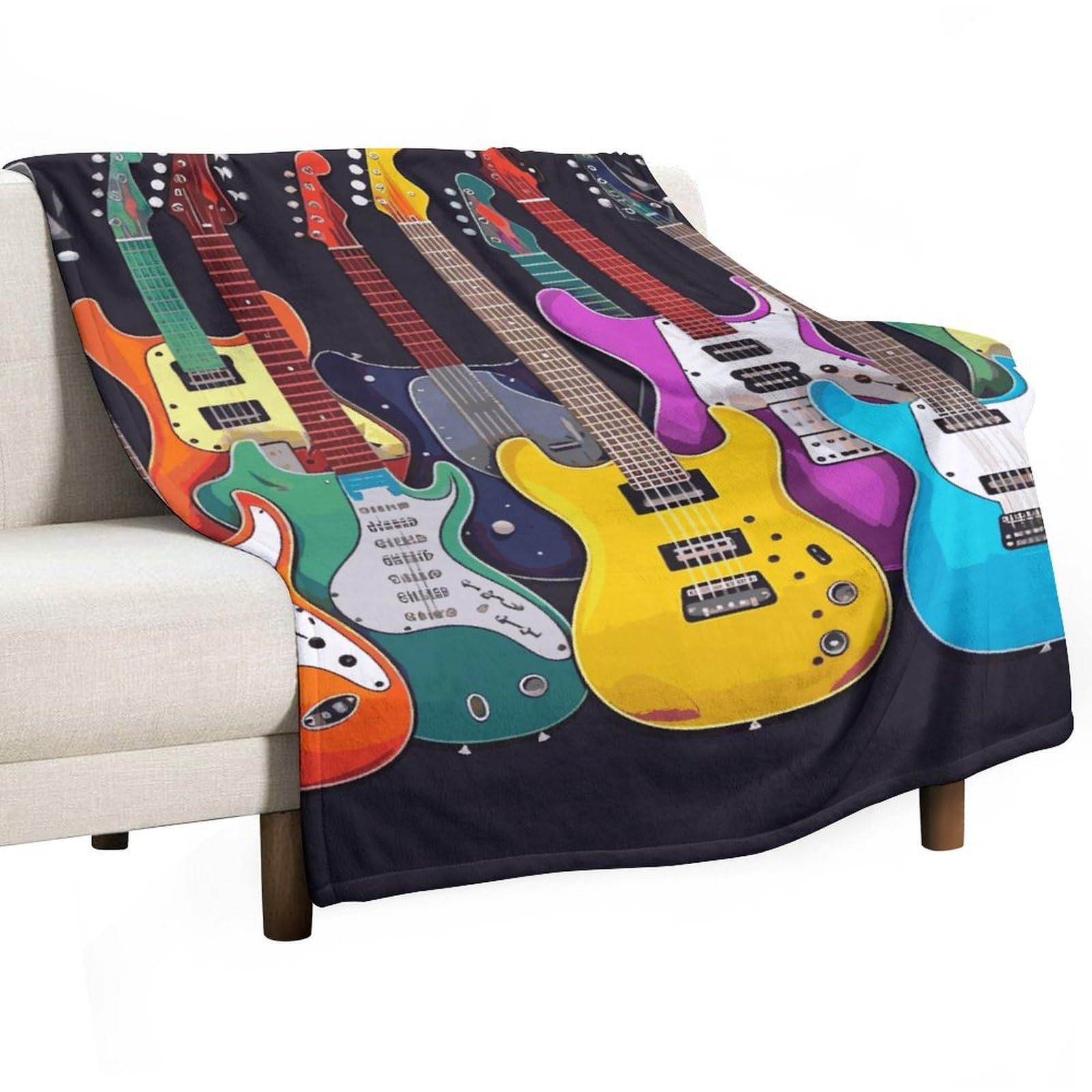 Couverture de lit à motif guitares pour vos soirées cocooning