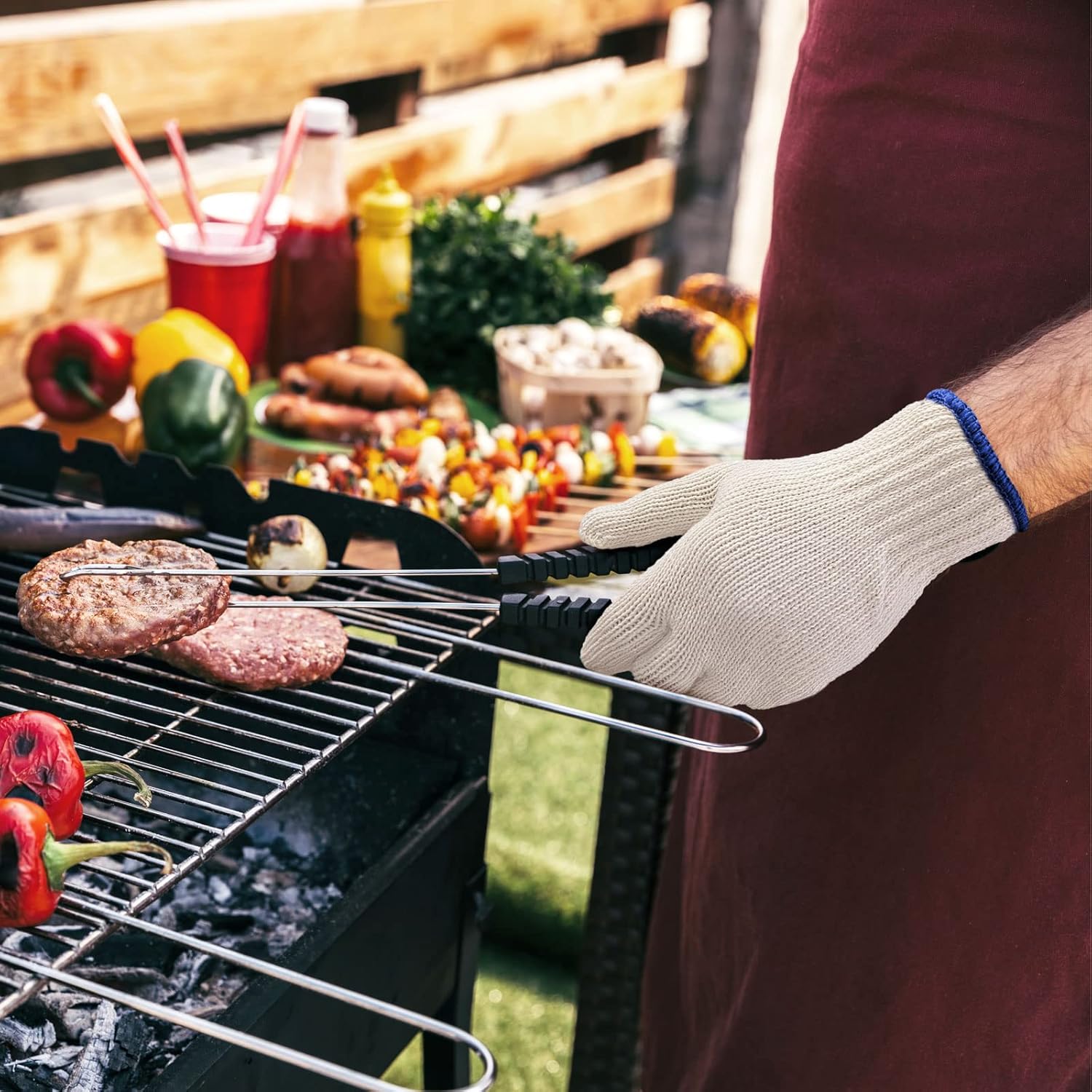 GSAFEME コットングローブライナー 12組 BBQ 料理 グリル 食品取扱い用 - 安全作業手袋 ハンドセーバー Mサイズ