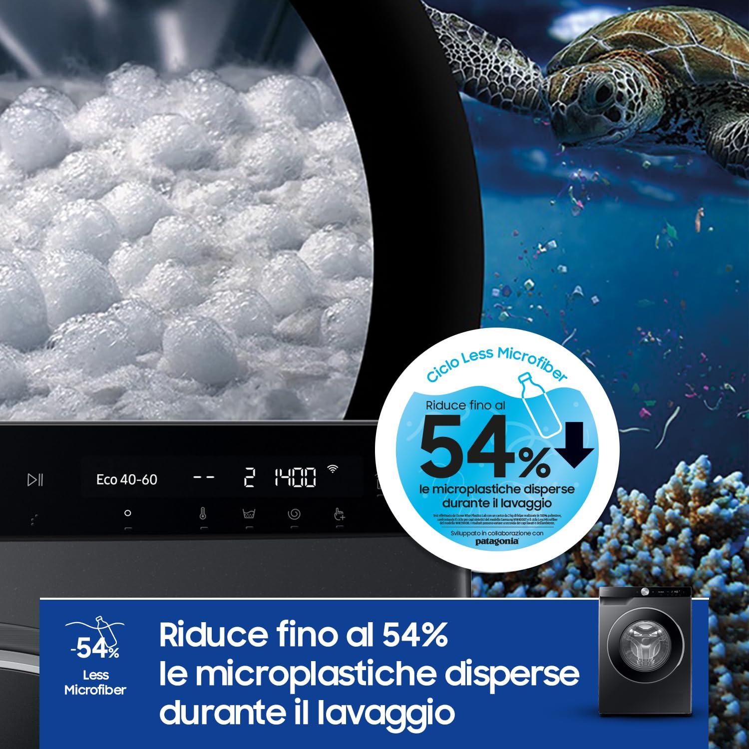Samsung Lavatrice AI Control WW90DG6U85LB Libera installazione, 9 Kg, Wifi, Ecodosatore, Vapore, Carica Frontale, Nero (Ricondizionato)