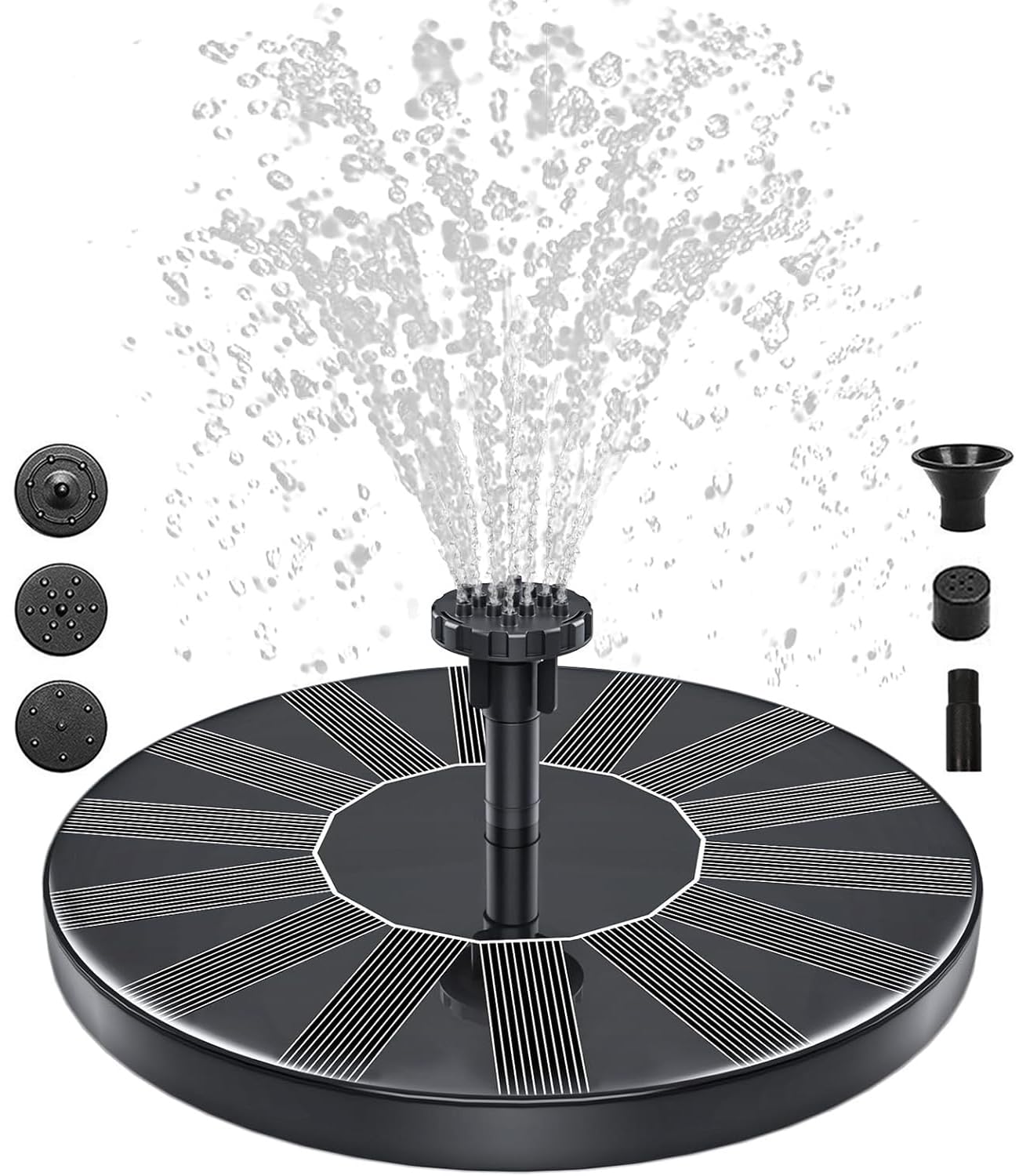Solar Water Fountain, Outdoor Floating Solar Fountain, with 6 Nozzles Floating Water Feature Fountain Pump, Floating Pond Pump for Bird Bath, Pool, Patio,Pond and Fish Tank