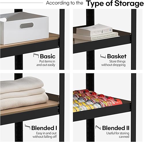 Miniatura 5 de HOMEDANT House - Estantería de metal laminado de 5 niveles, estante de almacenamiento ajustable, estantes resistentes, organización multiusos,