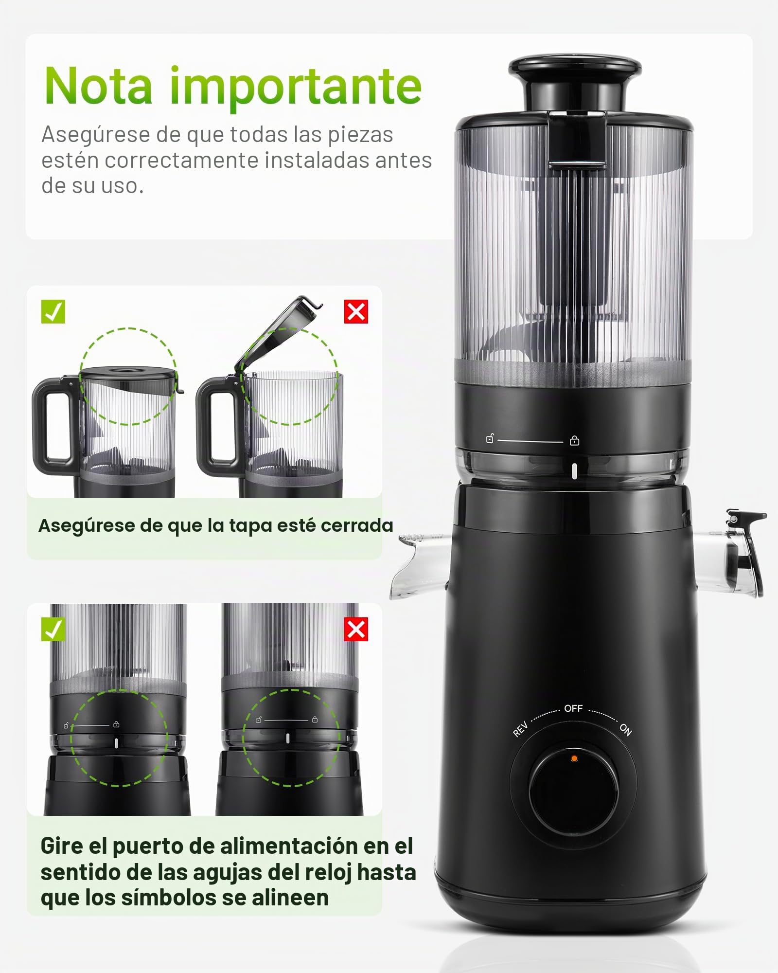 TUUMIIST con Tolva Extra Ancha de 134 MM, el Mejor Extractor de Jugos Para Frutas y Verduras, Apto Para Frutas y Verduras Enteras, Fácil de Limpiar
