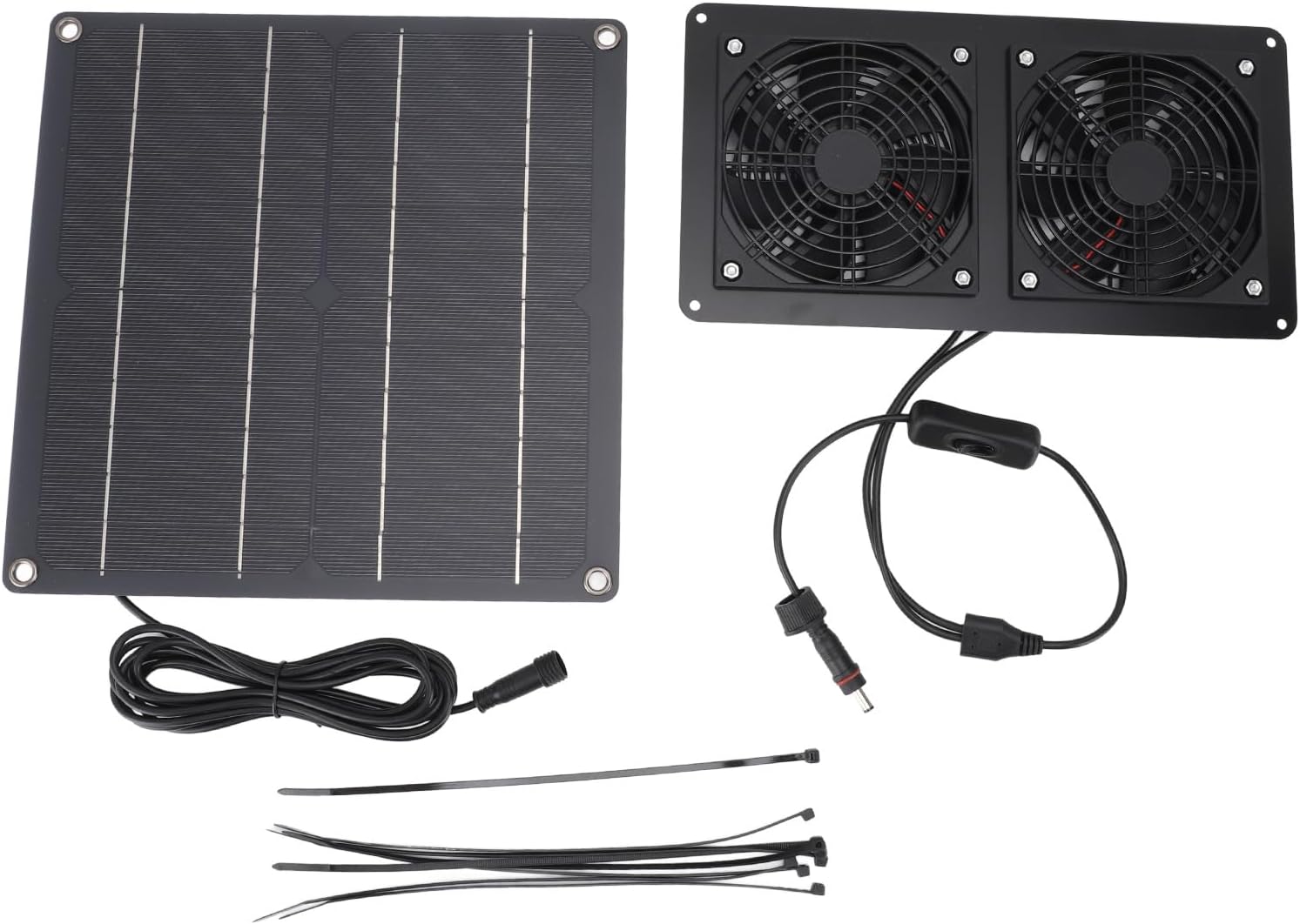 Pissente Solar Exhaust Fan Kit, High Efficiency Monocrystalline Silicon Solar Panel, 15W Power Fan for Greenhouses and Chicken Coops