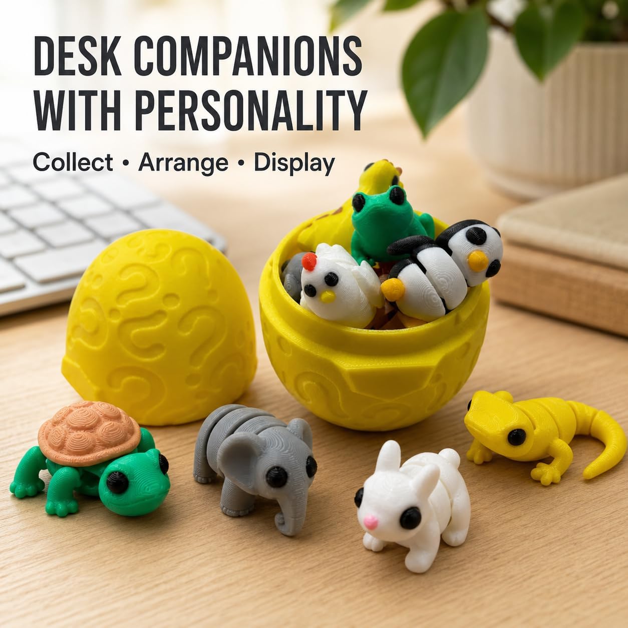 Pocket Pals Mystery Egg with 10 Random Mini 3D-Printed Animal and Fantasy Figures, Reusable Surprise Egg, Articulated Fidget Collectibles and Desk Companions image 5