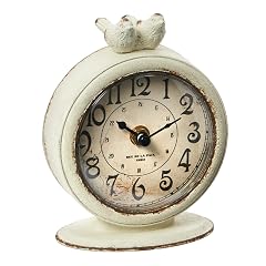 Creative Co Op Vintage Pewter Mantel Clock with Birds, Distressed Cream Creative Co Op Vintage Pewter Mantel Clock with Birds, Distressed Cream product image