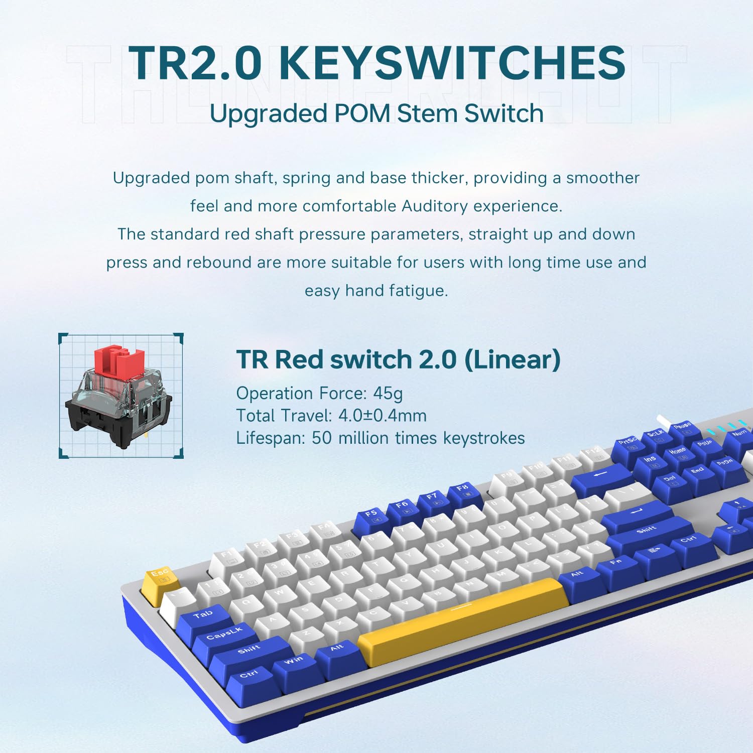 Thunderobot Teclado mecânico com fio K104, layout completo de 104