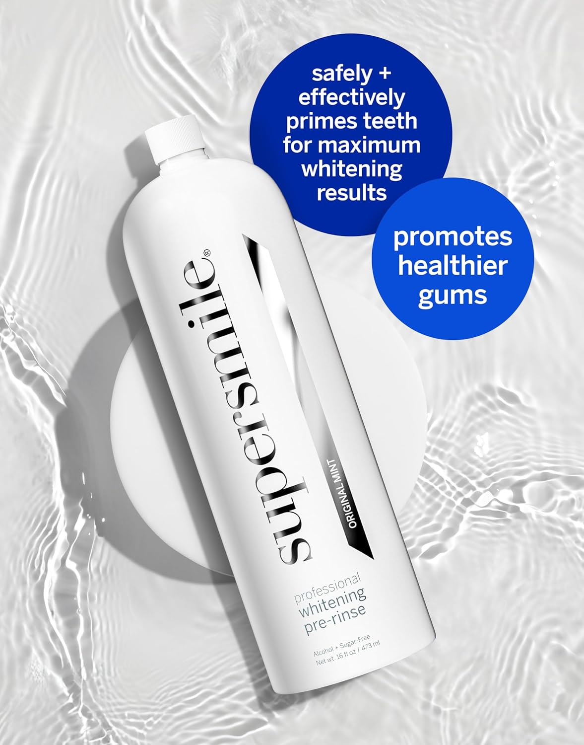 Supersmile Whitening Pre-Rinse - Clinically Formulated Pre-Brush Dental Mouthwash, Cleans and Whitens Teeth in Hard-to-Reach Places - Fresh Breath - Anti-Germicidal - Alcohol-Free (16 Fl Oz)