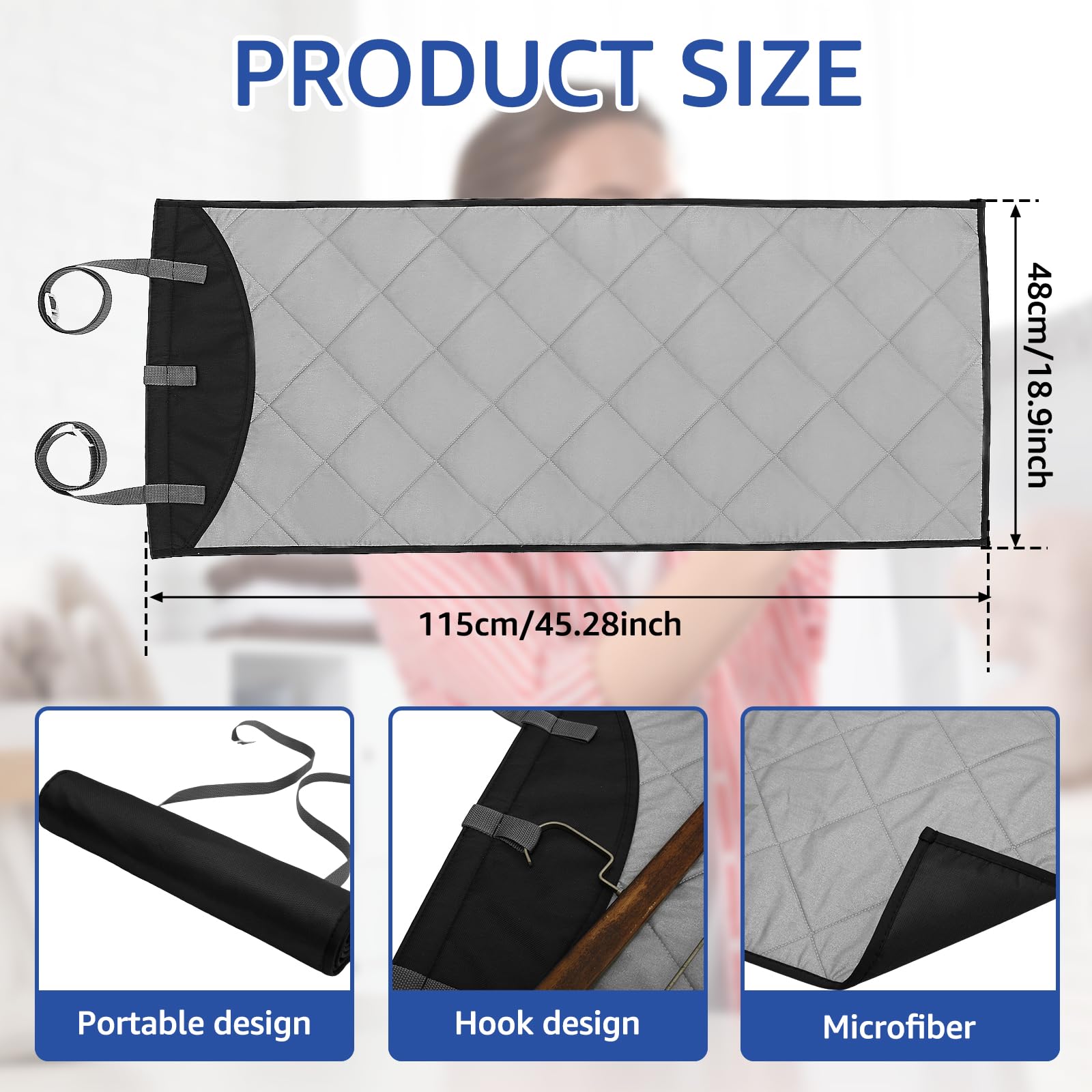 Tür-Press-Pad, 114 x 47 cm, hitzebeständig, zum Aufhängen über der Tür, Dampfgarer, tragbar, faltbar, für Kleidung, Dampfgarer