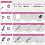 Perceuse à ongles électriques sans fil 35000 RPM, Kit de fichiers de ongles professionnels avec LCD Affichage, 12 Bits & 36 Bandes de ponçage, Kit de pédicure de manucure rechargeable pour ongles de gel acrylique, Salon & Utilisation à la maison(Rose Gold)