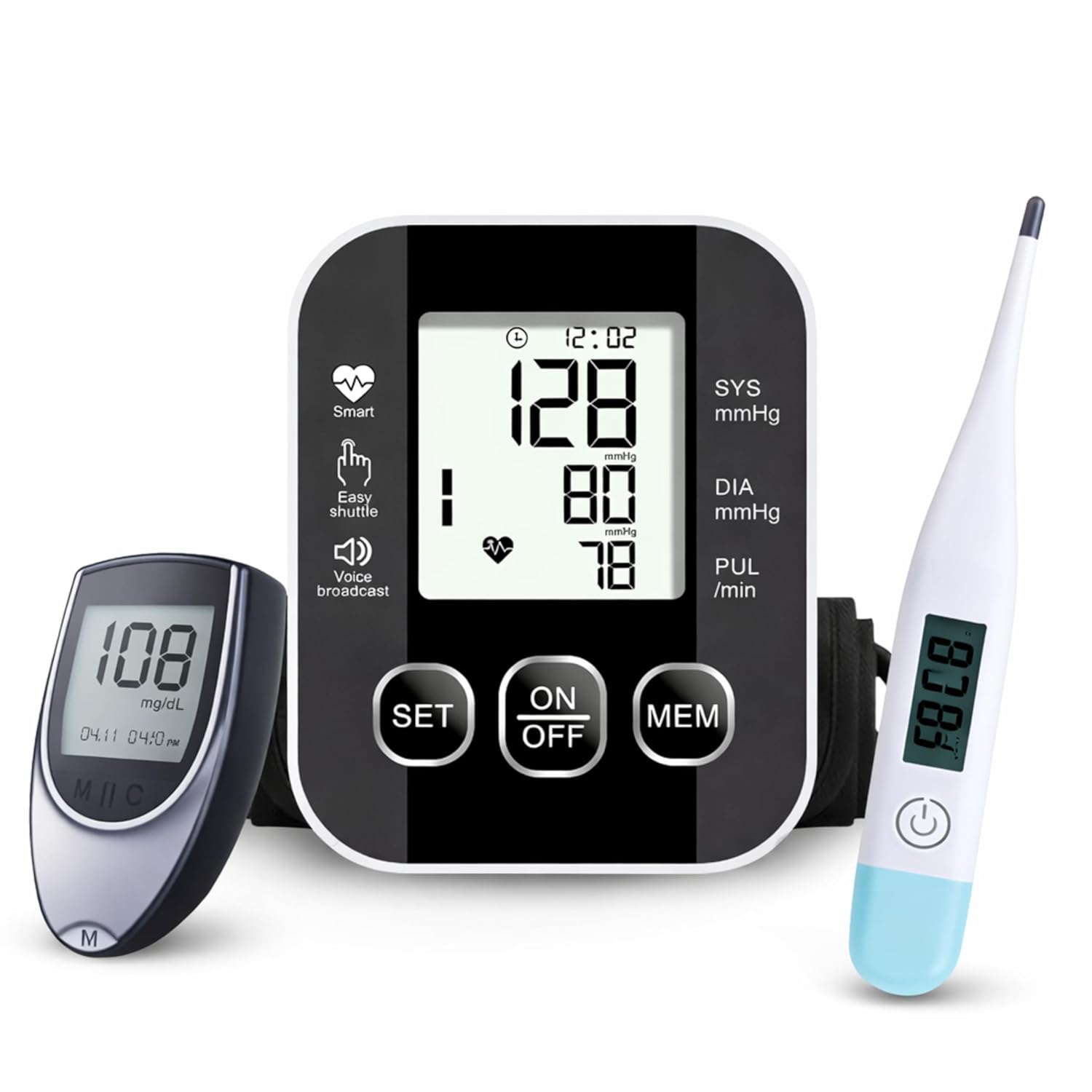 Aika (Combo Pack) AK-S10 Automatic Measuring BP Monitoring Machine for Home with Voice Broadcast, Accurate Measurement & A...