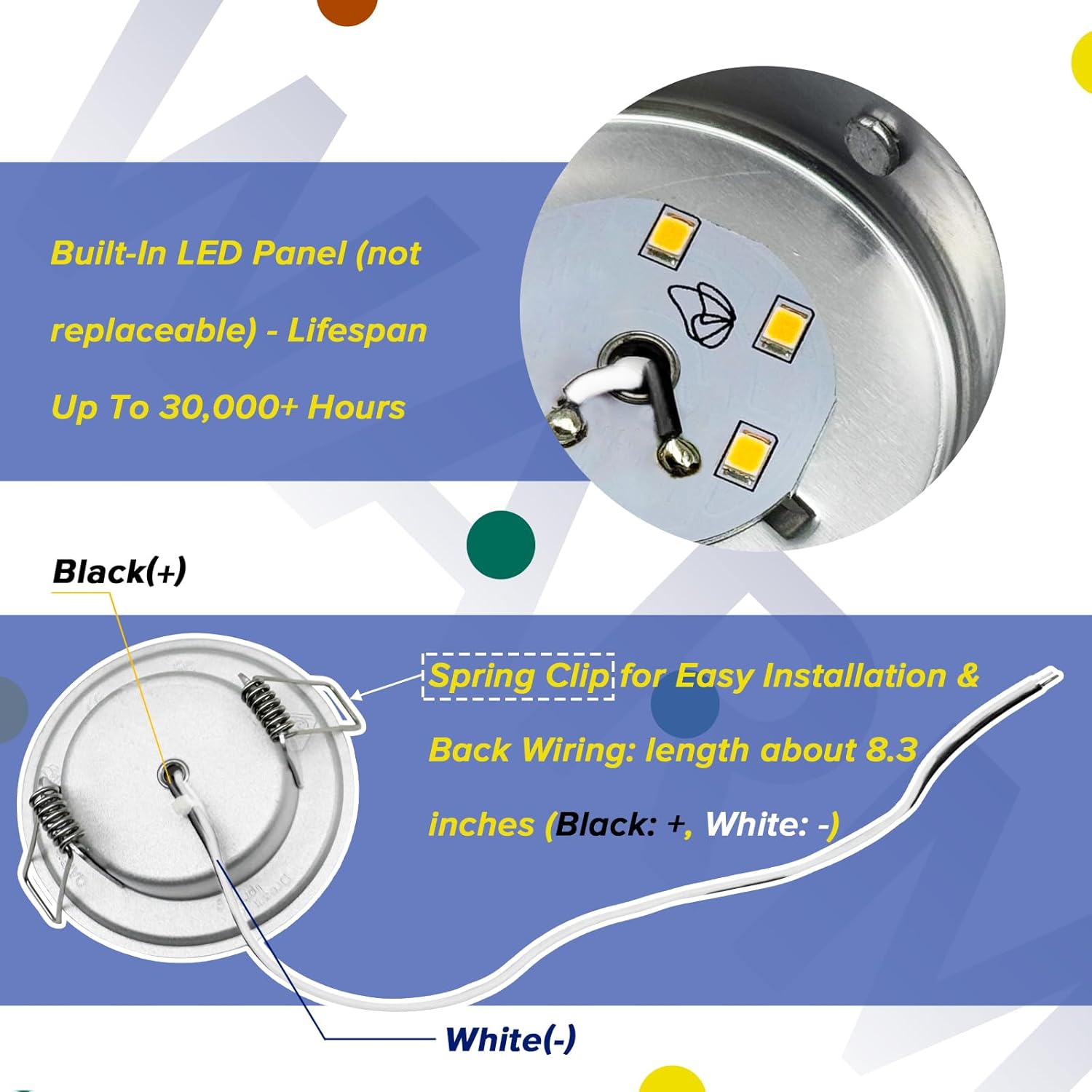RV Lights Interior 3.5 Inch LED Recessed Ceiling Light 12v 3 1/2 Inch RV Puck Light with Spring Mount for RVs Trailer Camper Van Boat Aluminum 3.3W 250 Lumens 3500K Soft White Lighting Fixture, 6-Pack