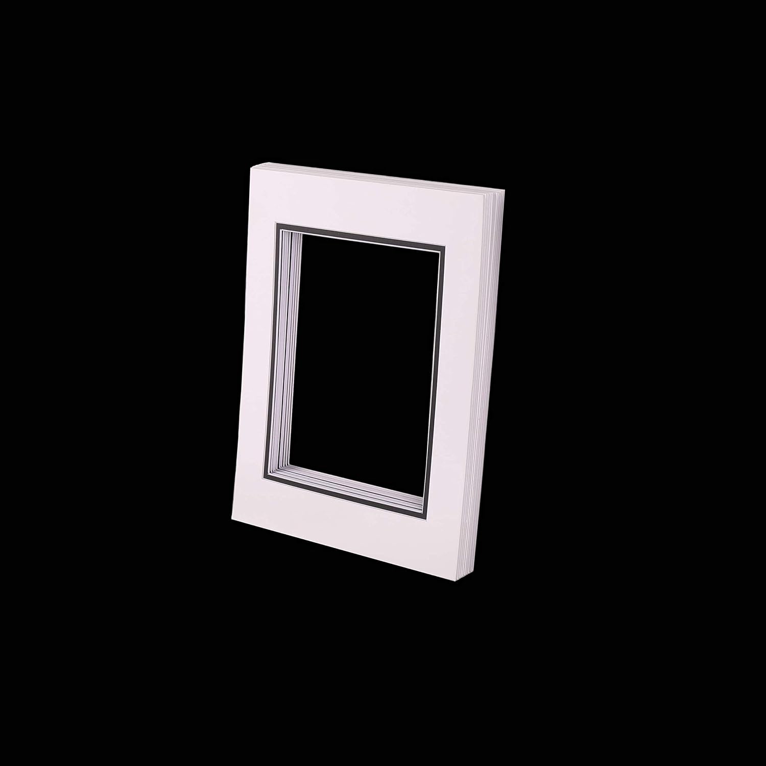 Art Emotion Brand Pack of 10, high Quality Acid-Free Black Double Mat Boards, Thickness 1.4mm x 2 mats with Beveled Cut Opening forphoto mats, White Bottom Boards (16x20)