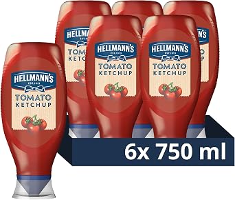 Hellmann's Squeeze Bottle Tomato Ketchup Condiment made with sustainably grown tomatoes perfect on a burger 6x 750 ml
