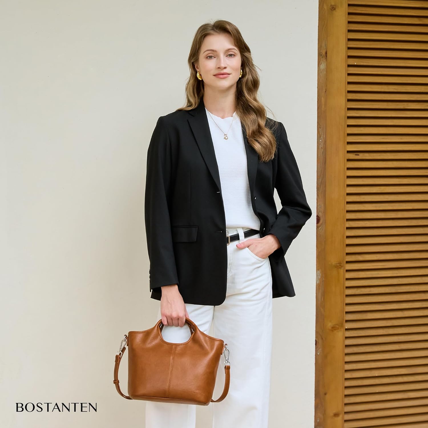 BOSTANTEN Vegan Leather Purses for Women Soft Top Handle Satchel Crossbody Zipper Handbag with Detachable Shoulder Strap - Image 2