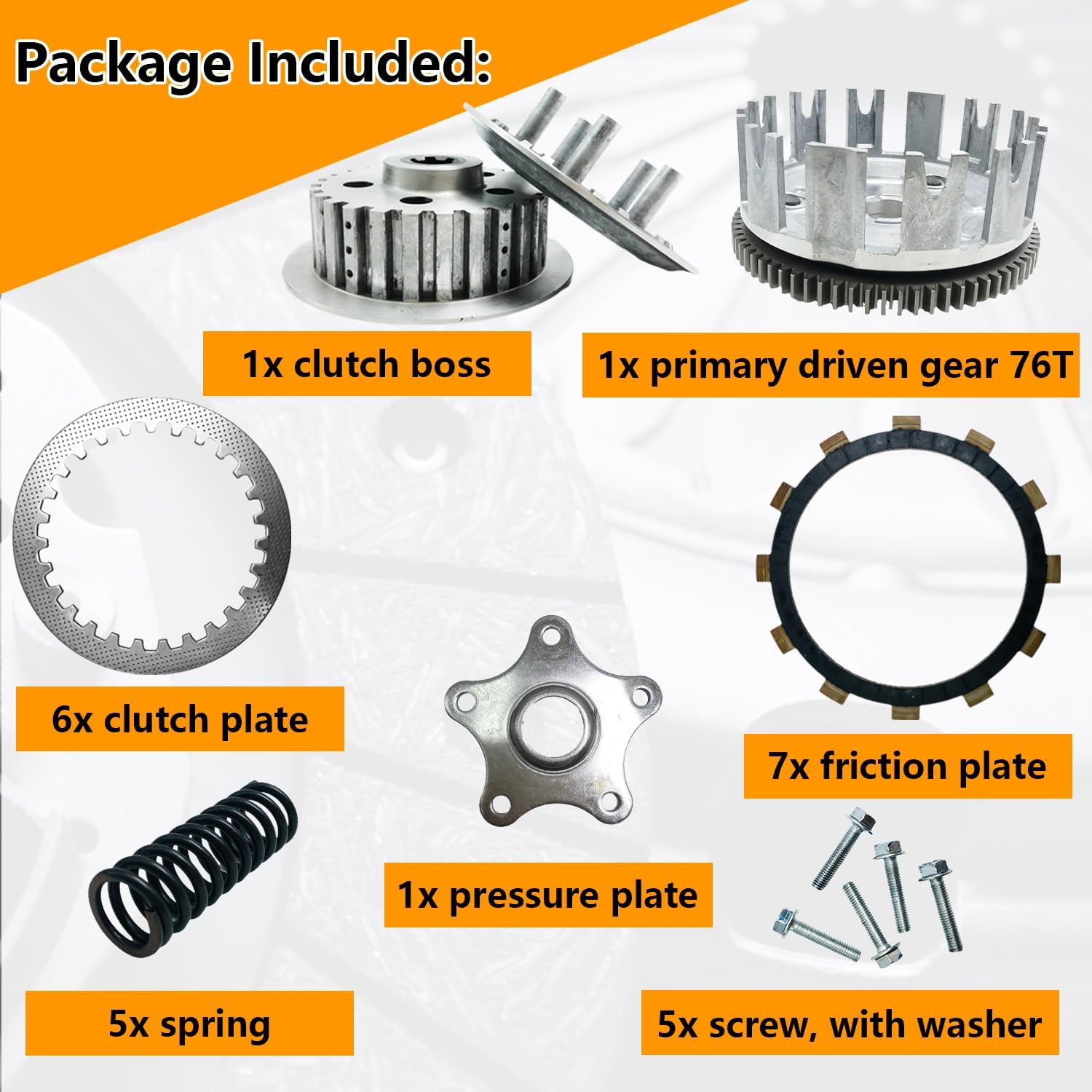 Primary Main Gear Clutch & Drive Clutch Basket Housing Assy & Complete Gasket Kit Fit for Raptor 350 Warrior 350 Big Bear 350 2x4 4x4 Kodiak 400