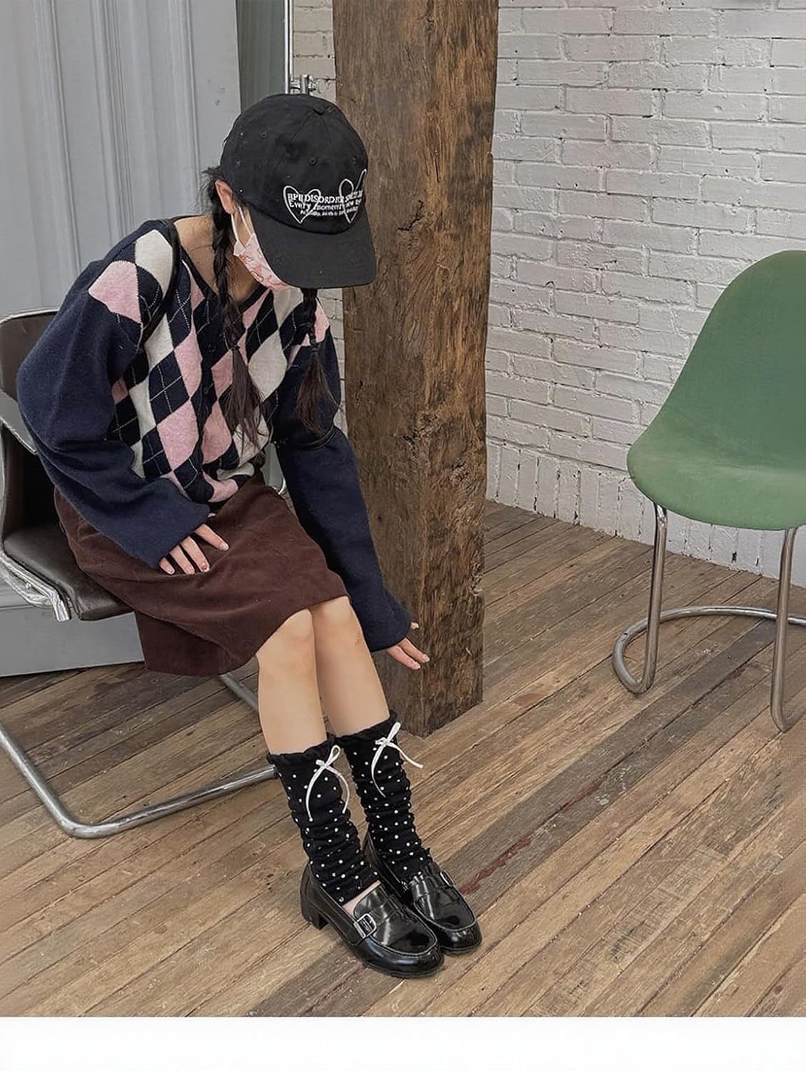 WODECASA Women Y2k Leg Warmers Bowknot Polka Dot Ruffled Knitted Cotton Socks JK Style Sweet Girls Lolita Long Socks