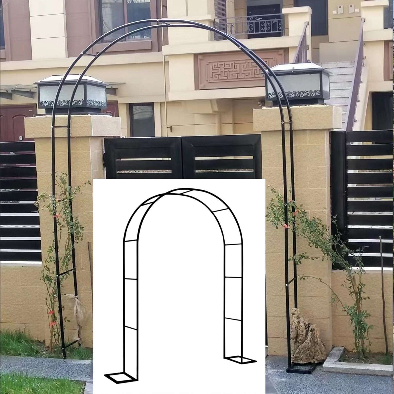 Pergola d'extérieur arche de jardin en métal et support de plantes pour décoration de fête
