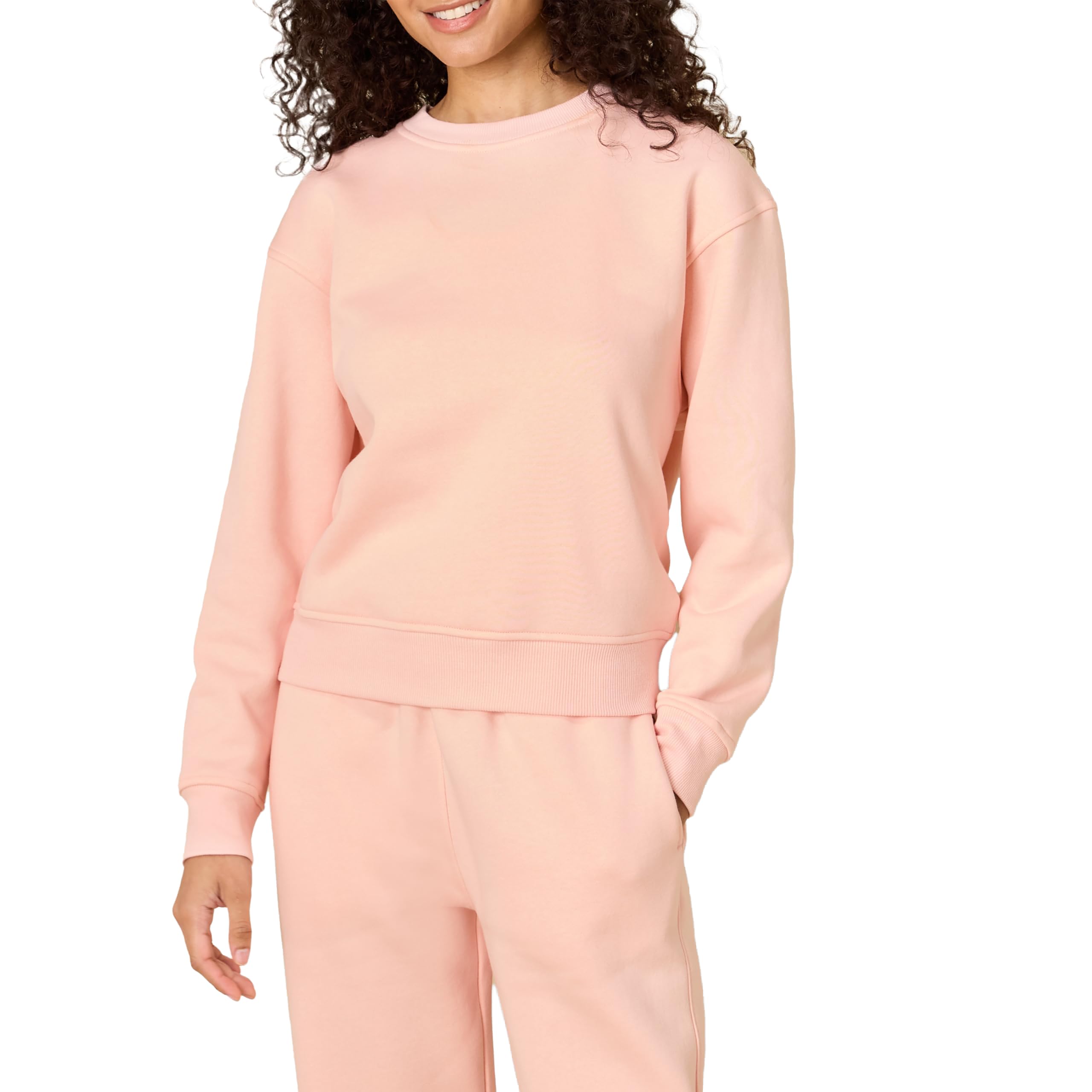 Amazon Essentials x Sofia Grainge Women's Relaxed Fit Boxy Drop Shoulder Crewneck Sweatshirt, Pink, X-Large