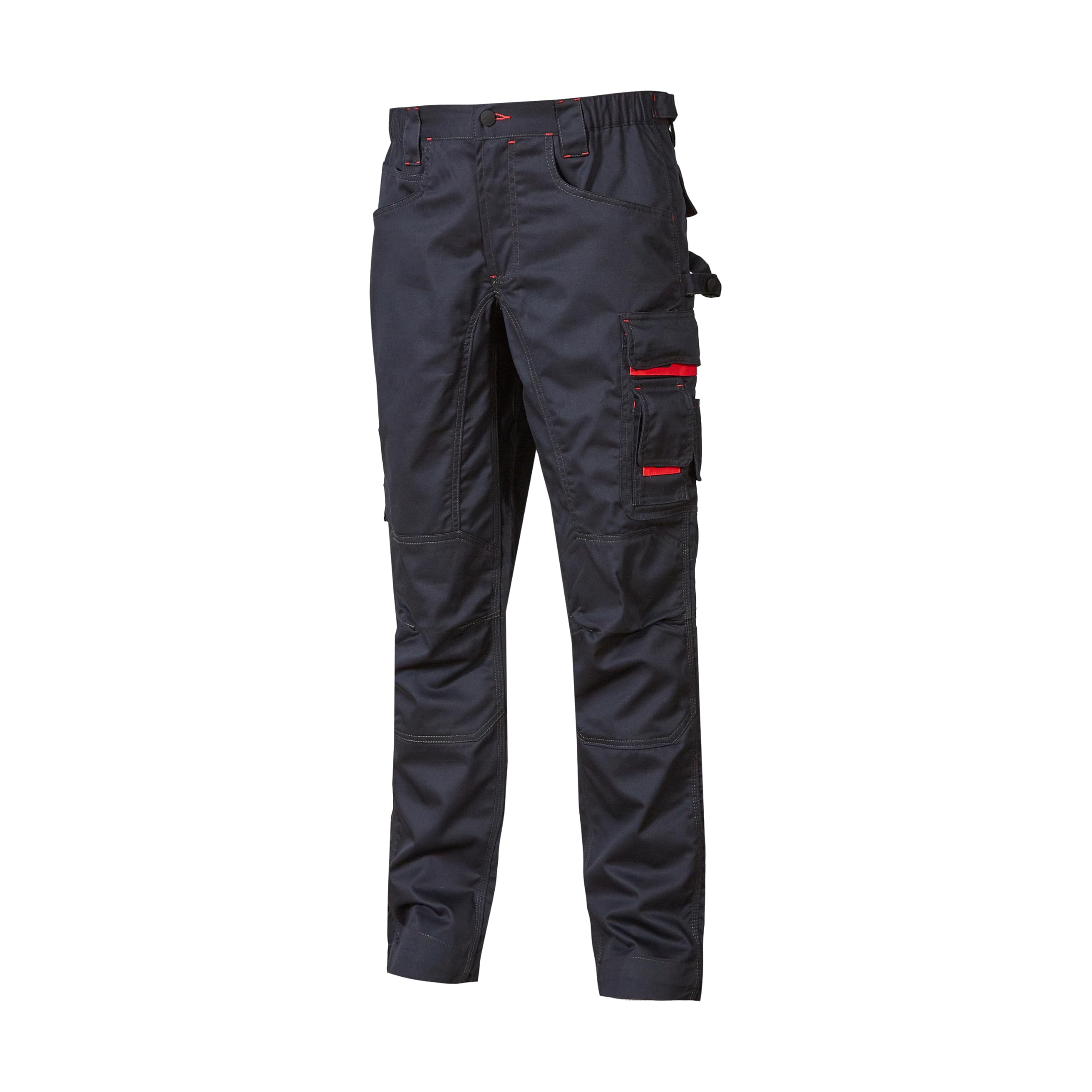 U-Power SMILE, Pantalón de trabajo para hombre, pantalón cargo con cintura elástica, con bolsillos para rodilleras, multibolsillos, tela cómoda, ropa exterior resistente y duradera - Deep Blue