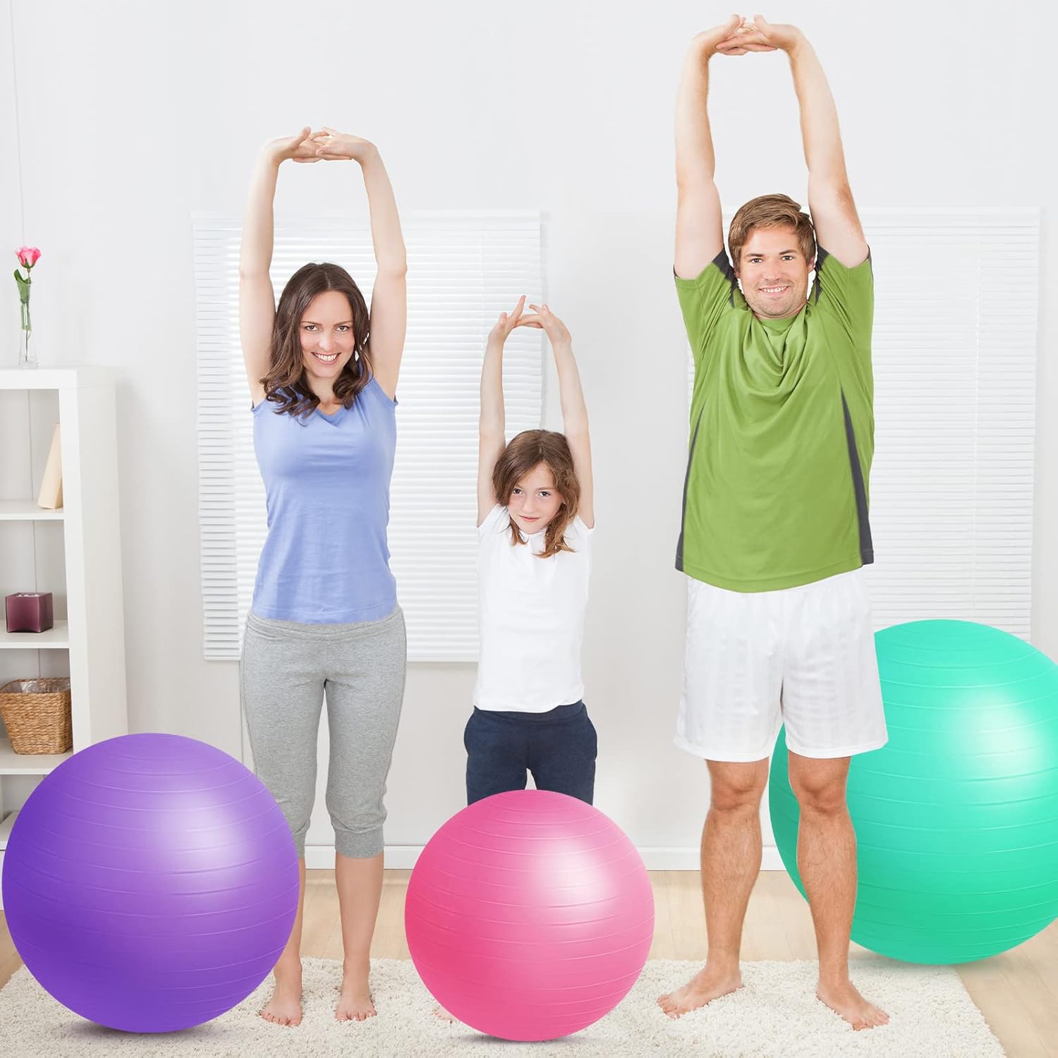 Honoson 3 Pcs Exercise Yoga Ball Large Pregnancy Fitness Ball Chair Multiple Sizes for Office Home Labor Gym Birth Balance, 55/65/75cm
