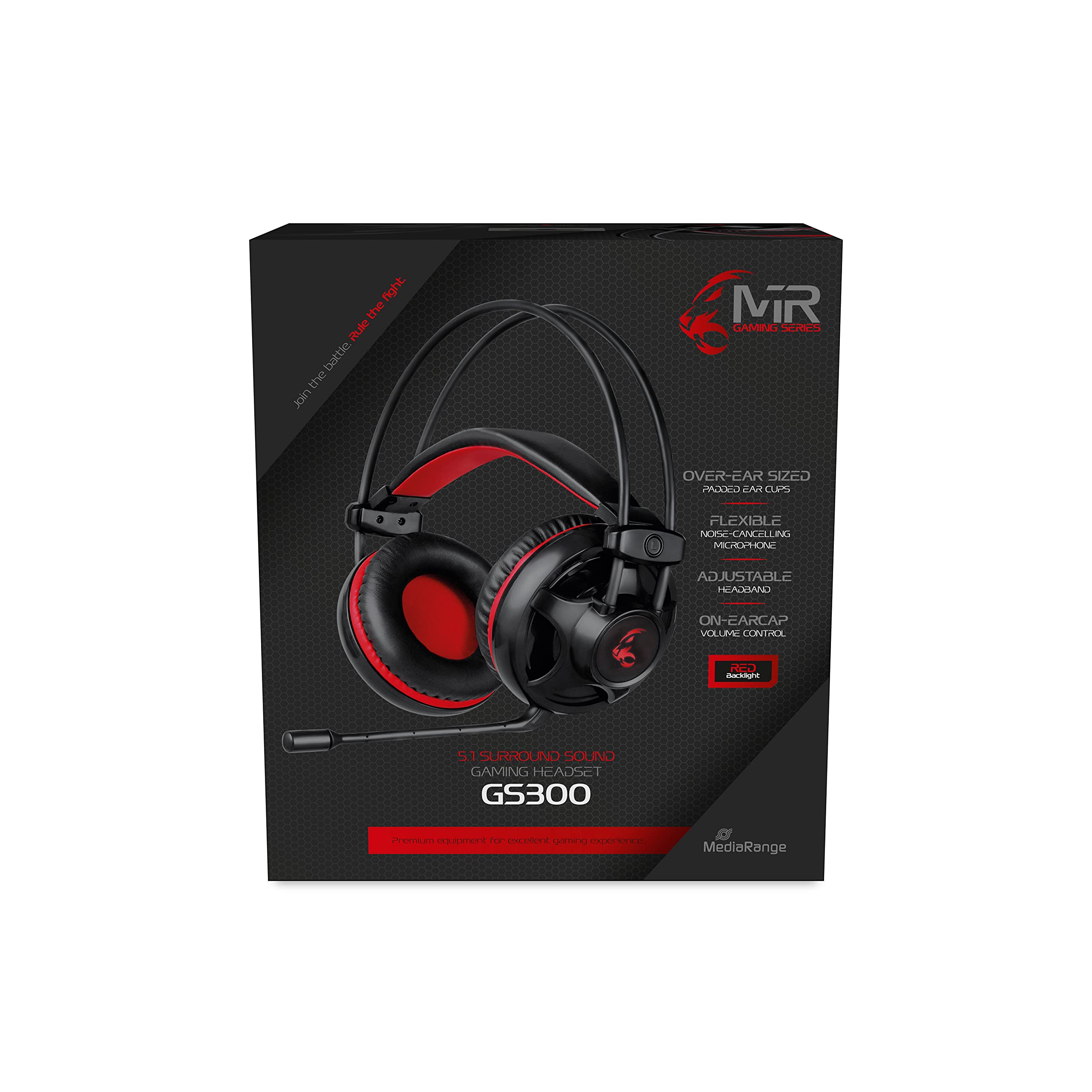 MediaRange MR Gaming Series MRGS300 Game 5.1 Surround Headphones with Cable Black/Red