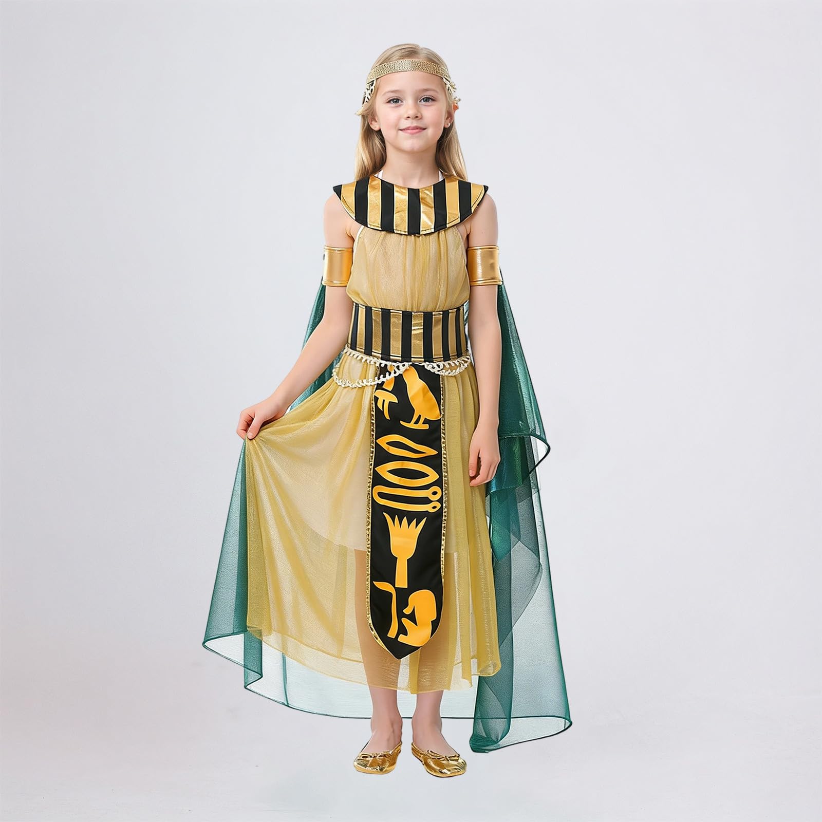 Generico Costume Carnevale Bambino Abito da Faraone Egizio per Spettacolo Travestimento Infantile Regale