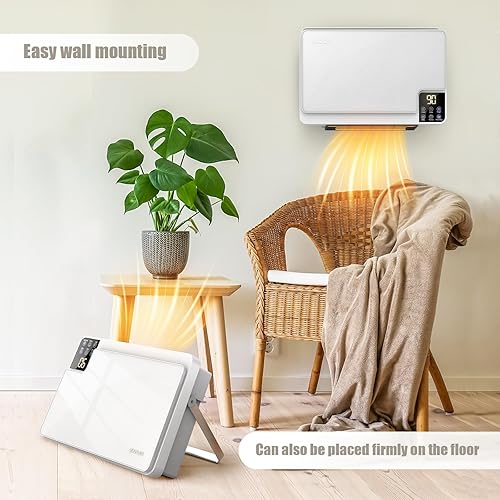 Miniatura 3 de Calentador eléctrico para uso en interiores, calentador de pared enchufable de cerámica de 1500 W, calentador de pared montado en el piso o en la