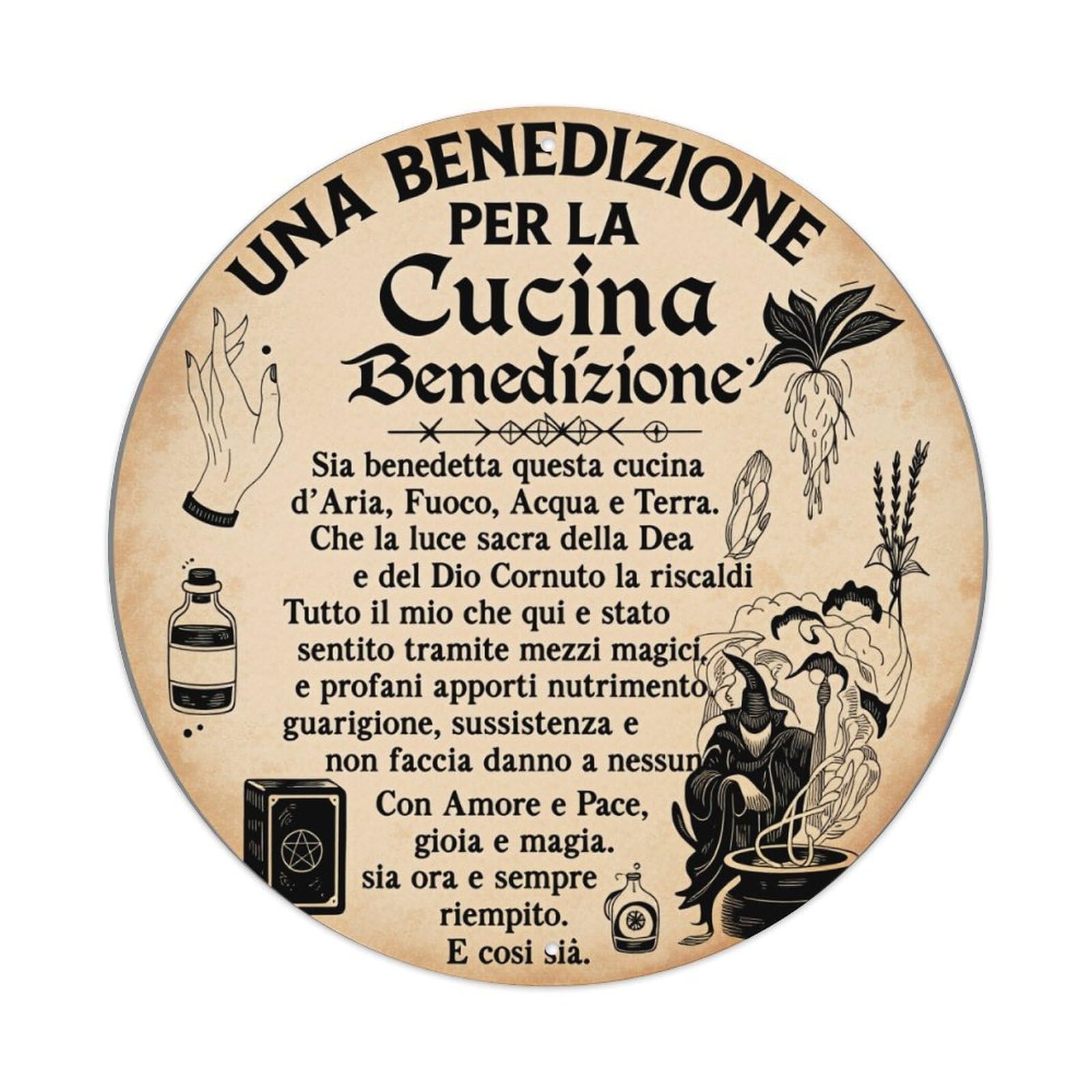 Blessing Kitchen Magic Ritual Art Metal Tin Sign Plaque