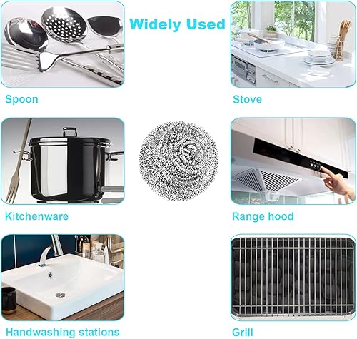 Miniatura 7 de 15 Pack Steel Wool Scrubber, Metal Kitchen Scrubbing Sponges, Dishwashing Scouring Pads Heavy Duty, Premium Stainless Steel Scrubbers for Cleaning