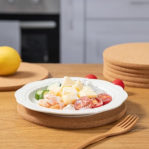 Miniatura 5 de Juego de salvamanteles de corcho, 2 almohadillas de corcho redondas y 2 cuadradas resistentes al calor para platos, 8 pulgadas de diámetro y 8 x 8