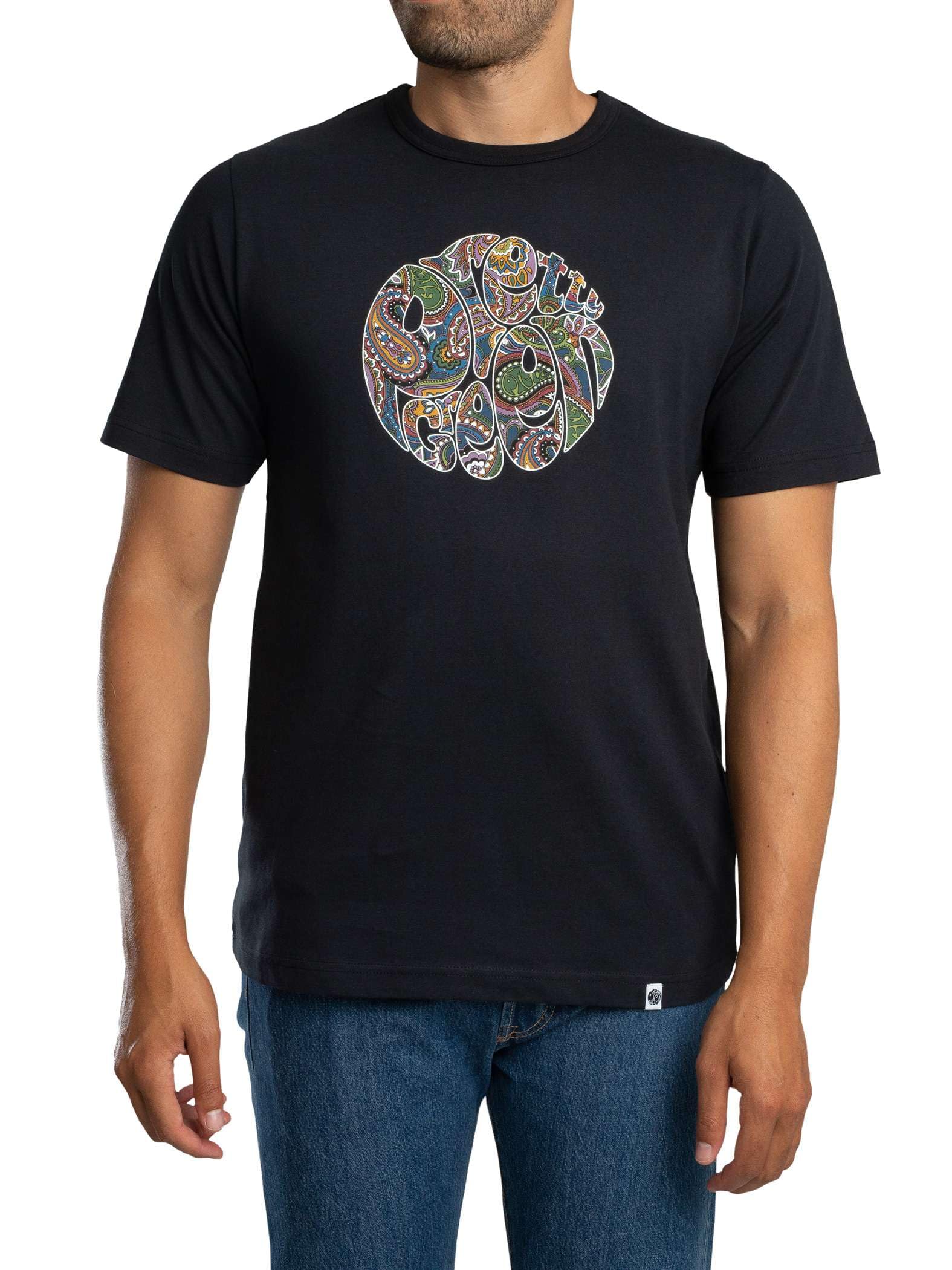 Pretty Green Men's Black House Paisley Ts M