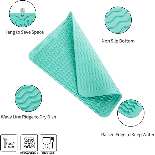 Miniatura 781 de Tapete de silicona para secado de platos para múltiples usos, fácil de limpiar, ecológico, resistente al calor, tapete de silicona para encimera