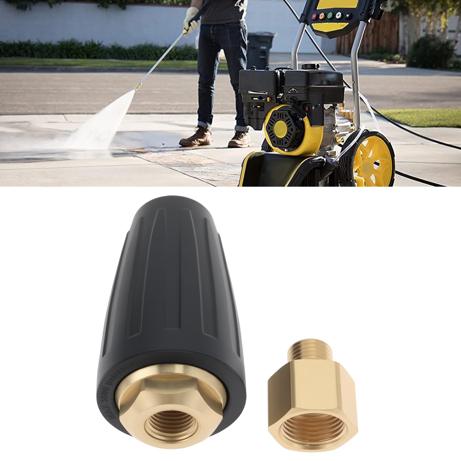Buse Rotative 040 avec Adaptateur en Laiton M18 X 1,5 Mm 276 Bars Compatible avec Karcher HD Le Nettoyeur Haute Pression