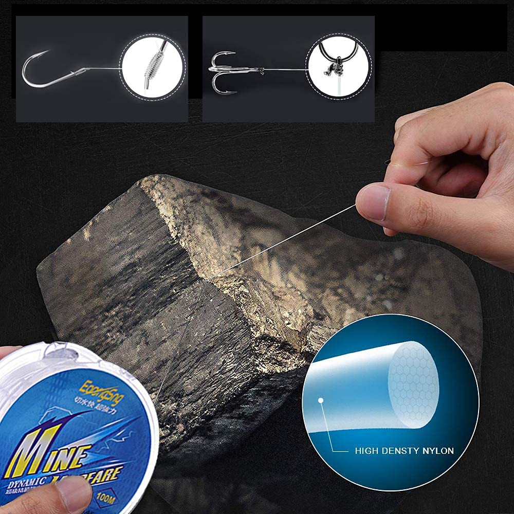 Gendako 2 Rollos Línea de Pesca Transparente Hilo de Pescar Monofilament 0.45mm Hilo de Nailon para Pescar Hilo Pesca Invisible Nylon Hilo Pesca Mar para Anguila Trucha Carpa (100 Metros por Rollo)