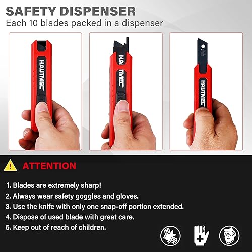 Miniatura 9 de HAUTMEC SK2H - 100 cuchillas ultra afiladas de 0.71 pulgadas (0.709 in), cuchillas de repuesto retráctiles negras para cuchillo, cuchillas SK2H