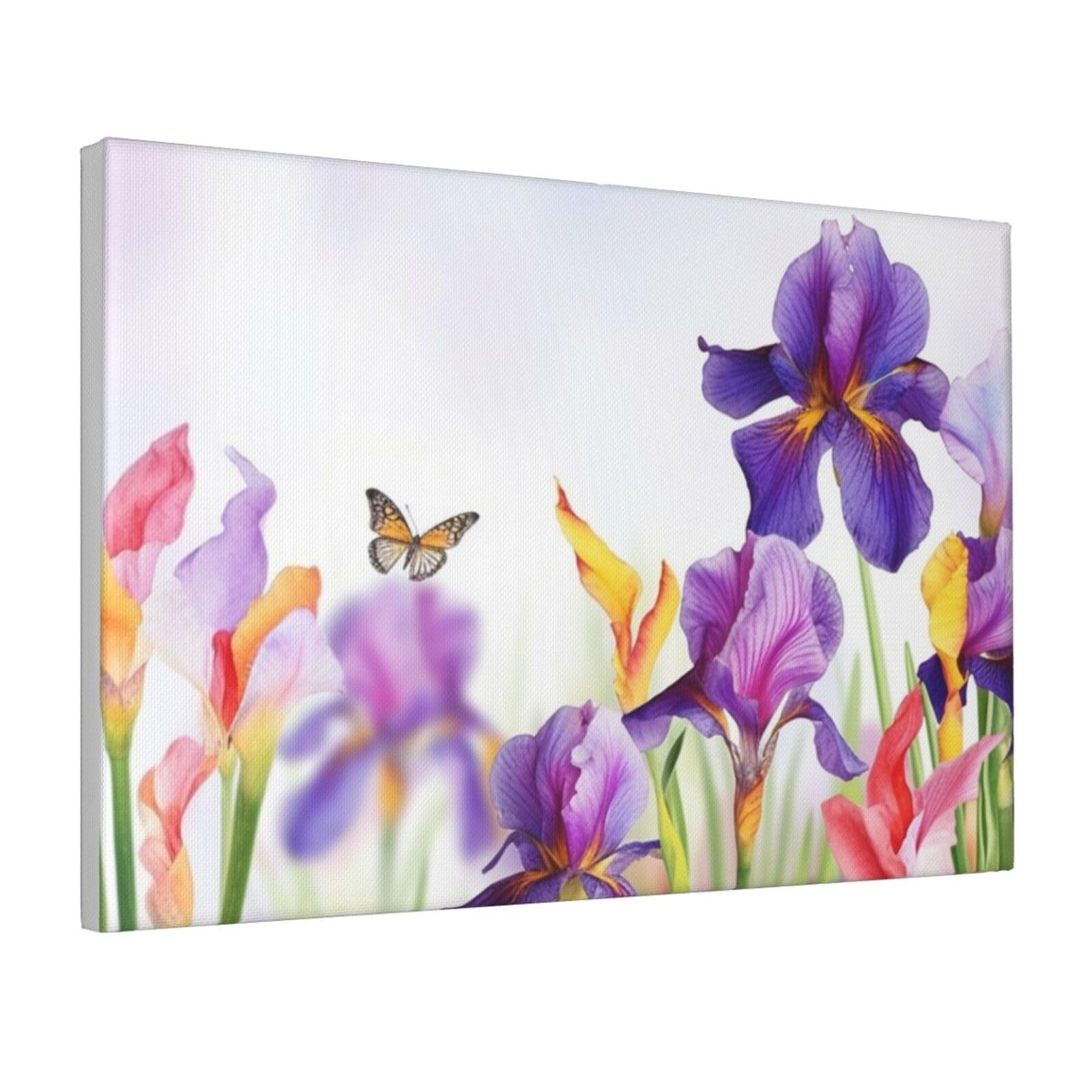 Framed Wall Art for Living Room Art Work, Iris Flower Butterfly Picture Prints Modern Office Wall Paintings Poster Aesthetic Wall Decorations for Home Decor Ready To Hang 8"x12"
