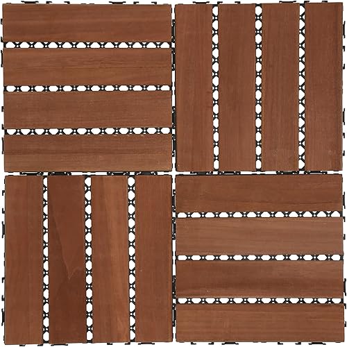 TOPINCN Azulejos de madera entrelazados, hermosa textura, impermeable, antideslizante, a prueba de presión, base de polietileno y hebilla, fácil