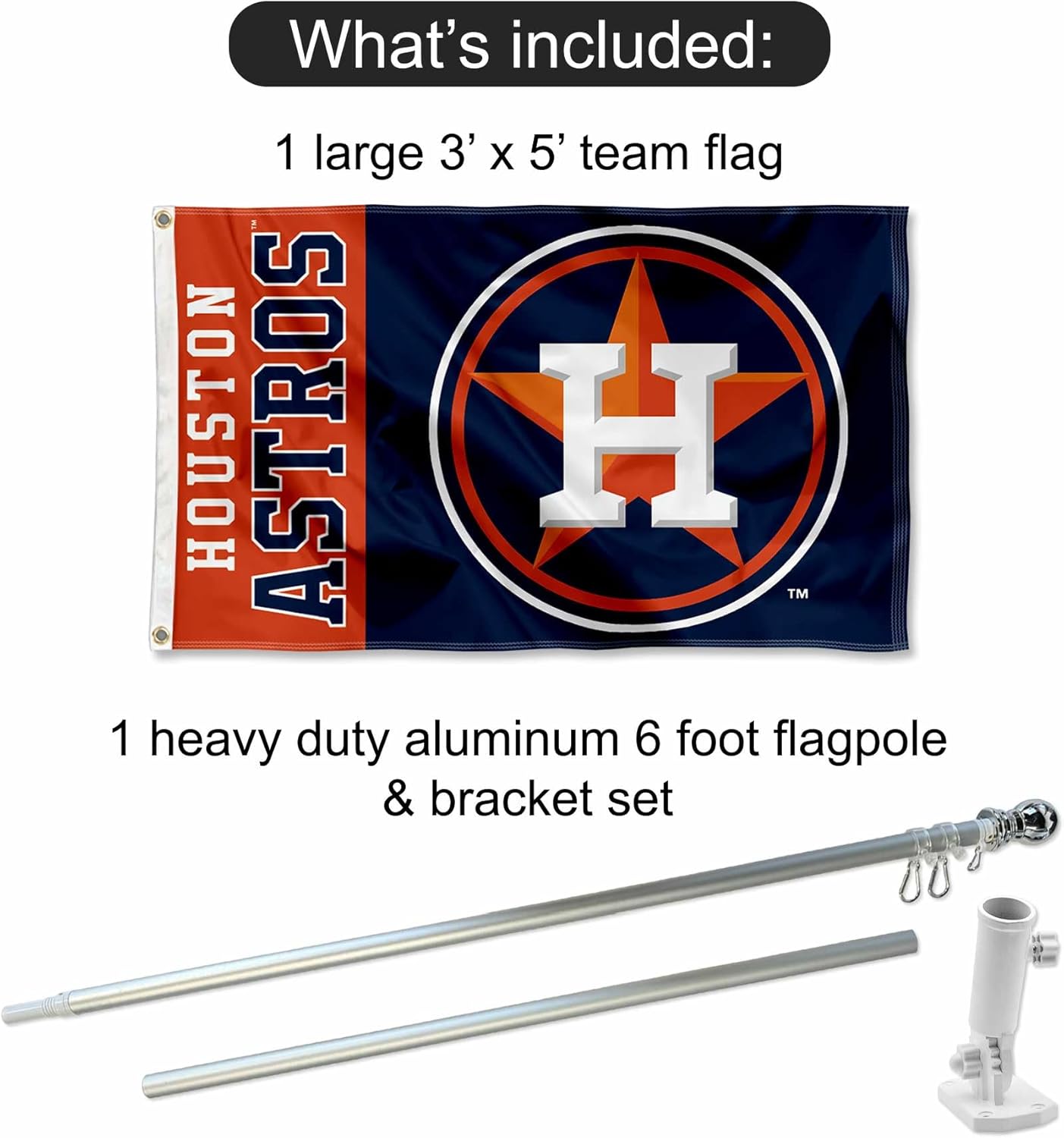 WinCraft Houston Astros Flag Pole and Bracket Set - Image 2