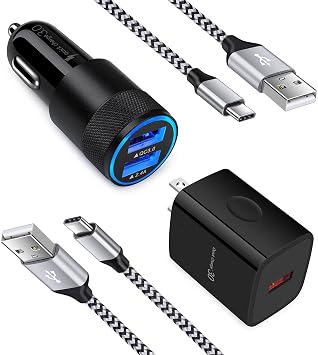 Fast Car Phone Charger for Samsung Galaxy S26 S26+ S25 FE Edge Ultra Plus S25+ S24 FE A55 A35 A15 S24 S23 S22 S21 S20 5G FE S10 S10e S9 S8 Note 20 10 9 8, Accessories Adapter Type C Cable 3ft