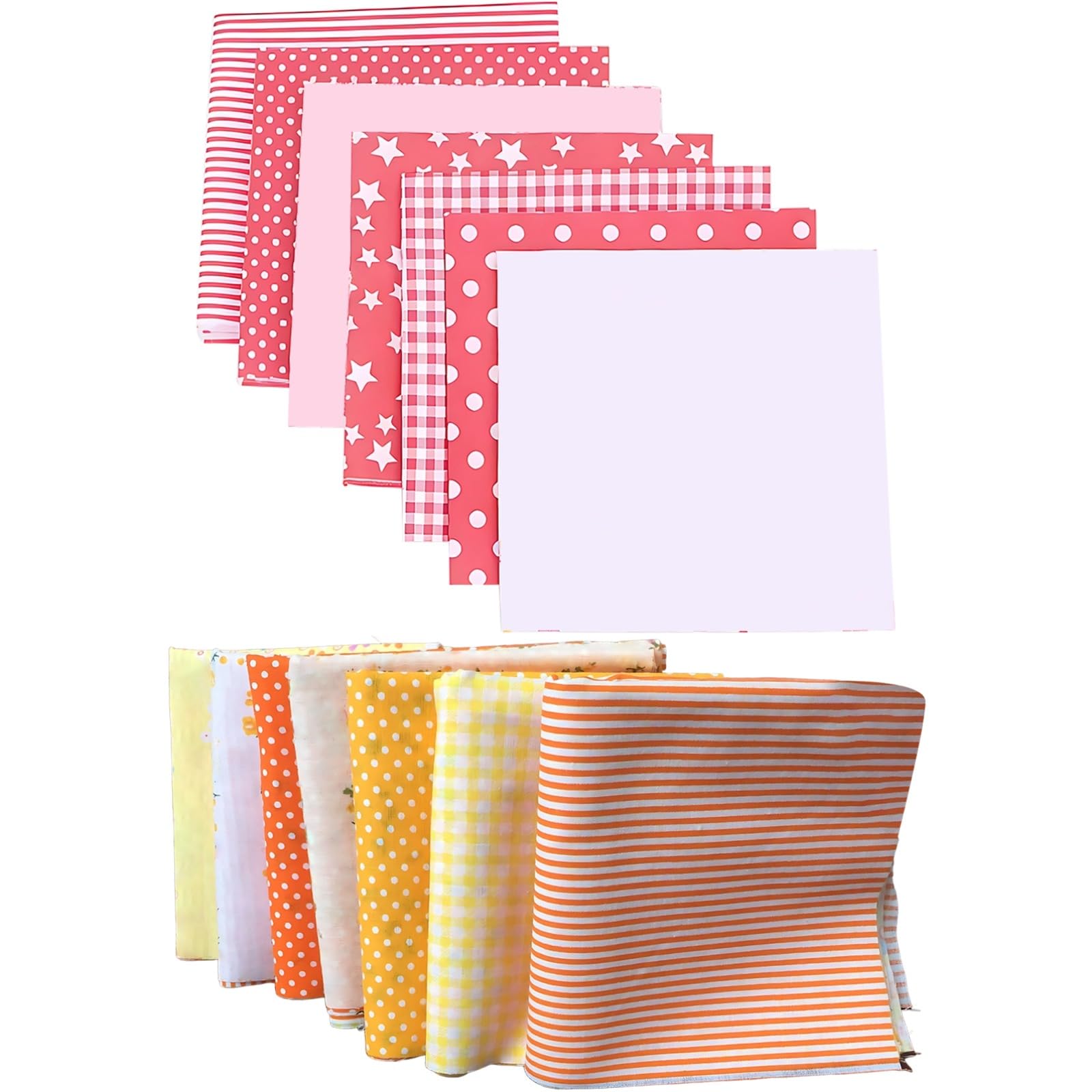 14 Stk. Baumwollstoffquadrate zum Quilten, rot-orange florale DIY-Bastelstoffe, 19,7 x 19,7 Zoll / 50 x 50 cm vorgefertigt, für Nähen, Patchwork, Taschen und kreative Projekte