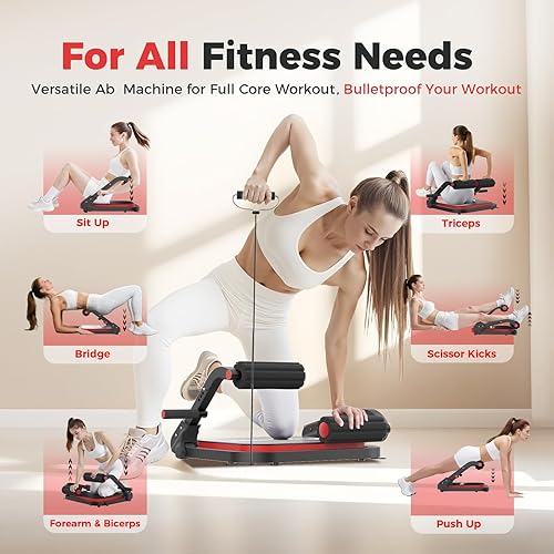 Miniatura 2 de Ab Machine,Sit Up Exercise Equipment& Core Machine, Workout Equipment,Adjustable Ab Trainer with 3 Resistance Levels and Removable Auxiliary